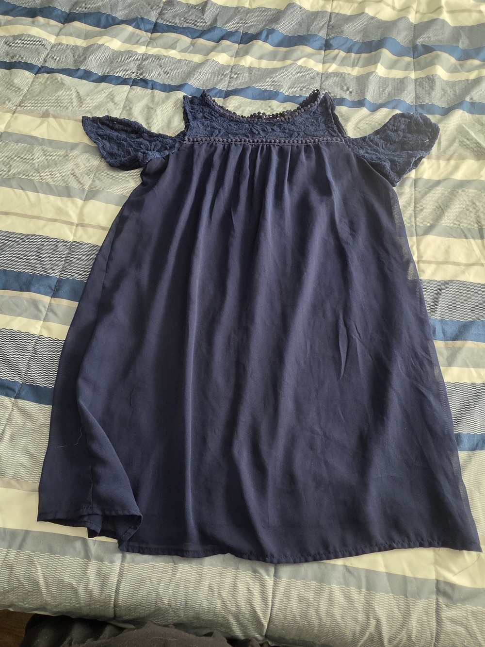 Blue Cold Shoulder Dress